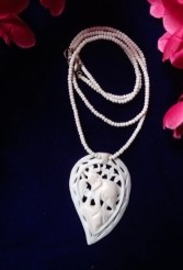 Made Hand Carved Bone Bead Necklace