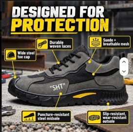 Men's Steel Toe Safety Shoes Lace Up