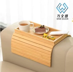 Bamboo Wooden Sofa Tray Table Couch Fold