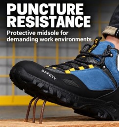 Men's Blue Mid Cut Safety Work Boots