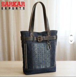 Denim Tote Bag Custom Logo Women Fashion