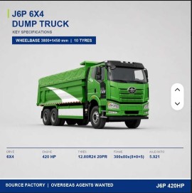 Diesel Tipper Trucks 6x4 J6P 420HP 400L 