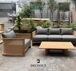 Modern Coastal Teak Outdoor Sofa